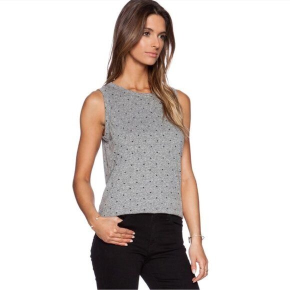Current/Elliott The Muscle Tee Heather Grey Polka Star - S - Picture 2 of 7